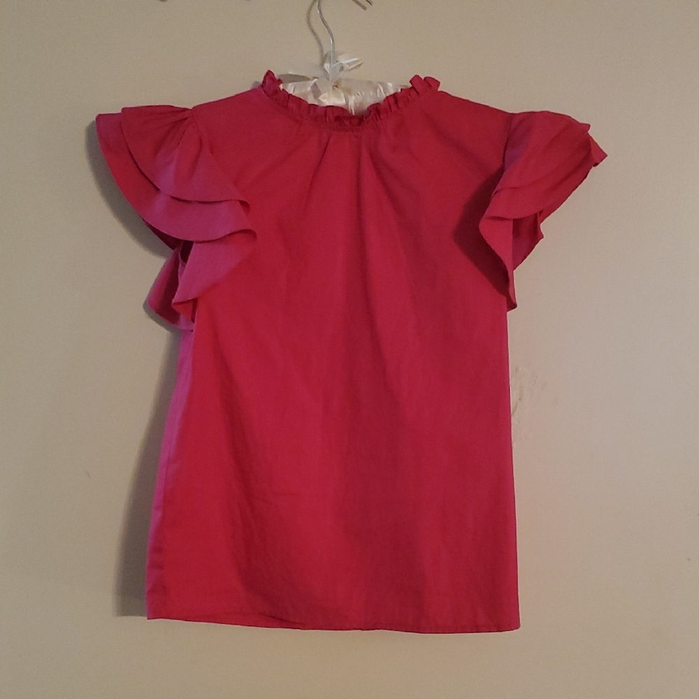 Mint Kids Fuchsia Ruffle Sleeve Top